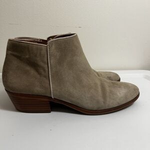 Sam Edelman Womens Petty Putty Beige‎ Suede Leather Zip Ankle Bootie sz 8.5 READ